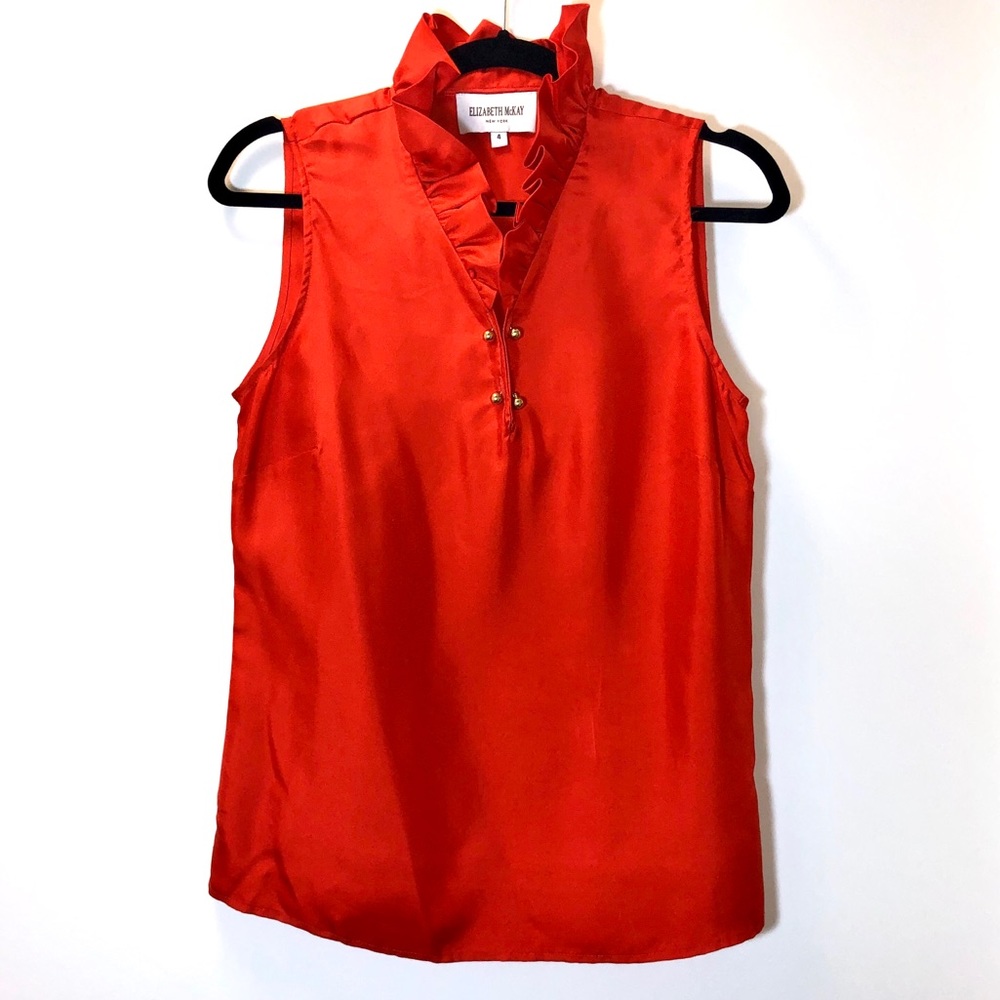 Elizabeth McKay Burnt Orange Silk Blouse (Size 4)